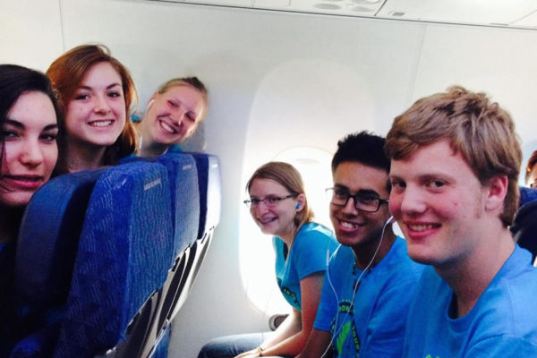 students on a plane