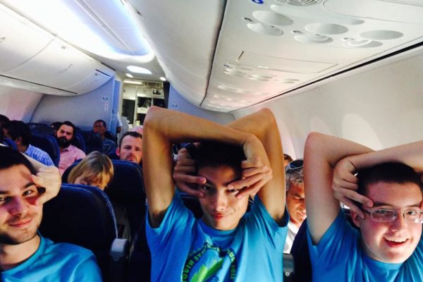students on plane