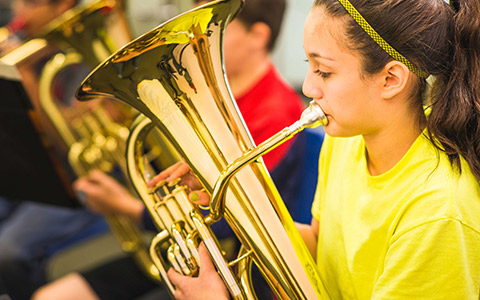 girl playing baritone