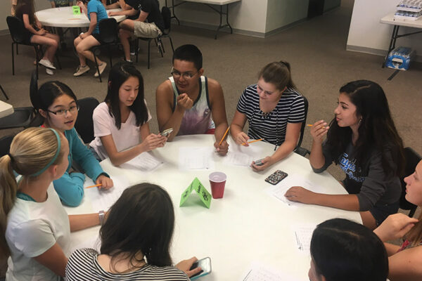students at round table