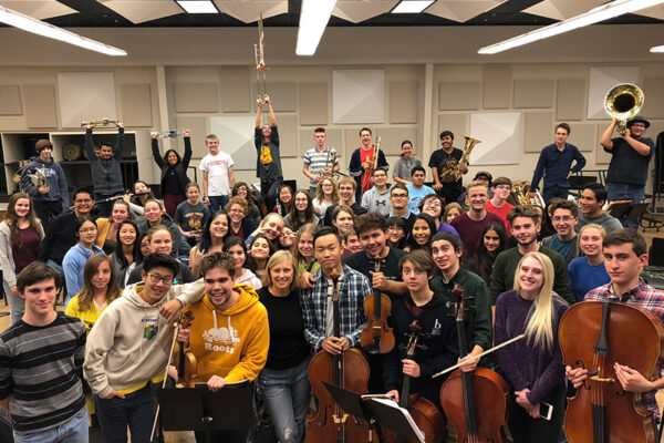 students posed in classroom